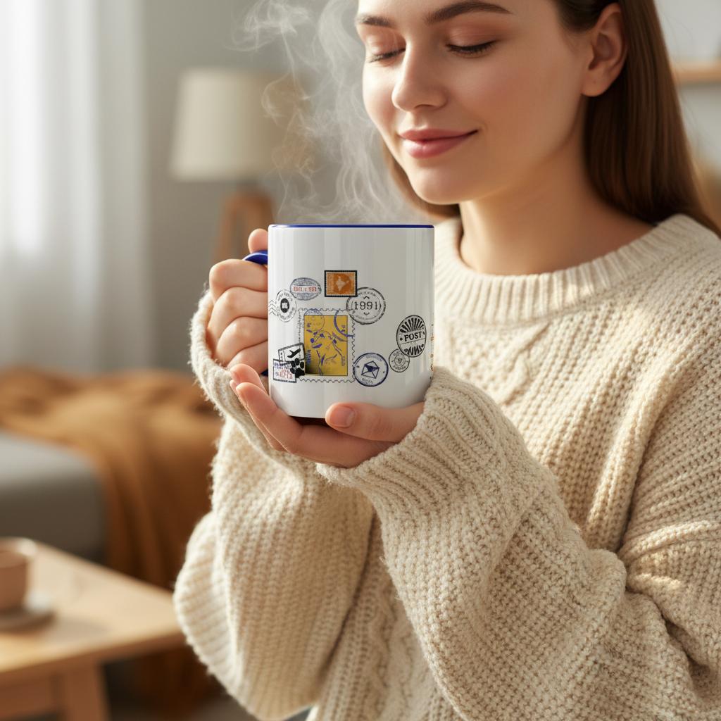 Yellow Post 11Oz Color Filled Ceramic Mug.