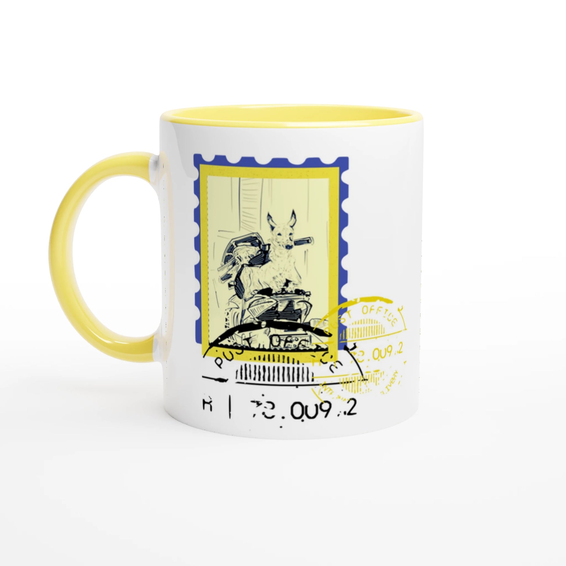 Scooter Post 11Oz Color Filled Ceramic Mug.