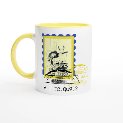 Scooter Post 11Oz Color Filled Ceramic Mug.