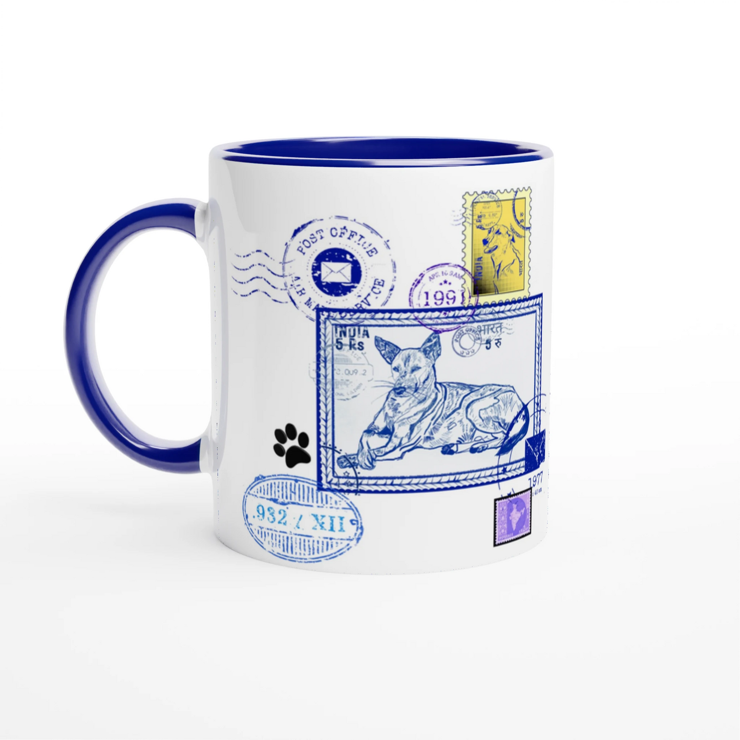 Blue Post 11Oz Color Filled Ceramic Mug.