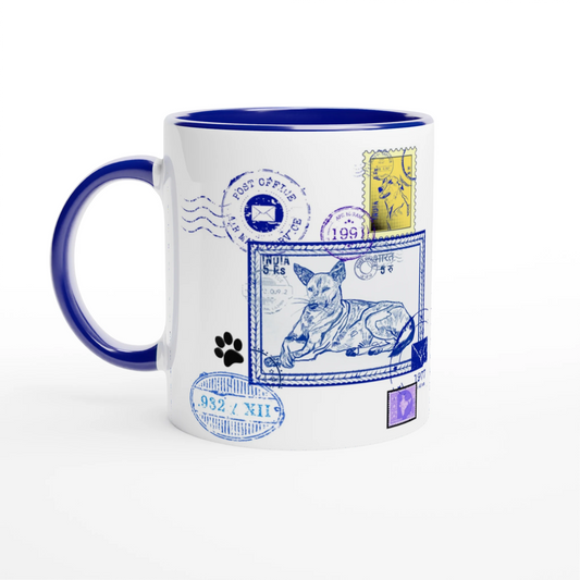 Blue Post 11Oz Color Filled Ceramic Mug.