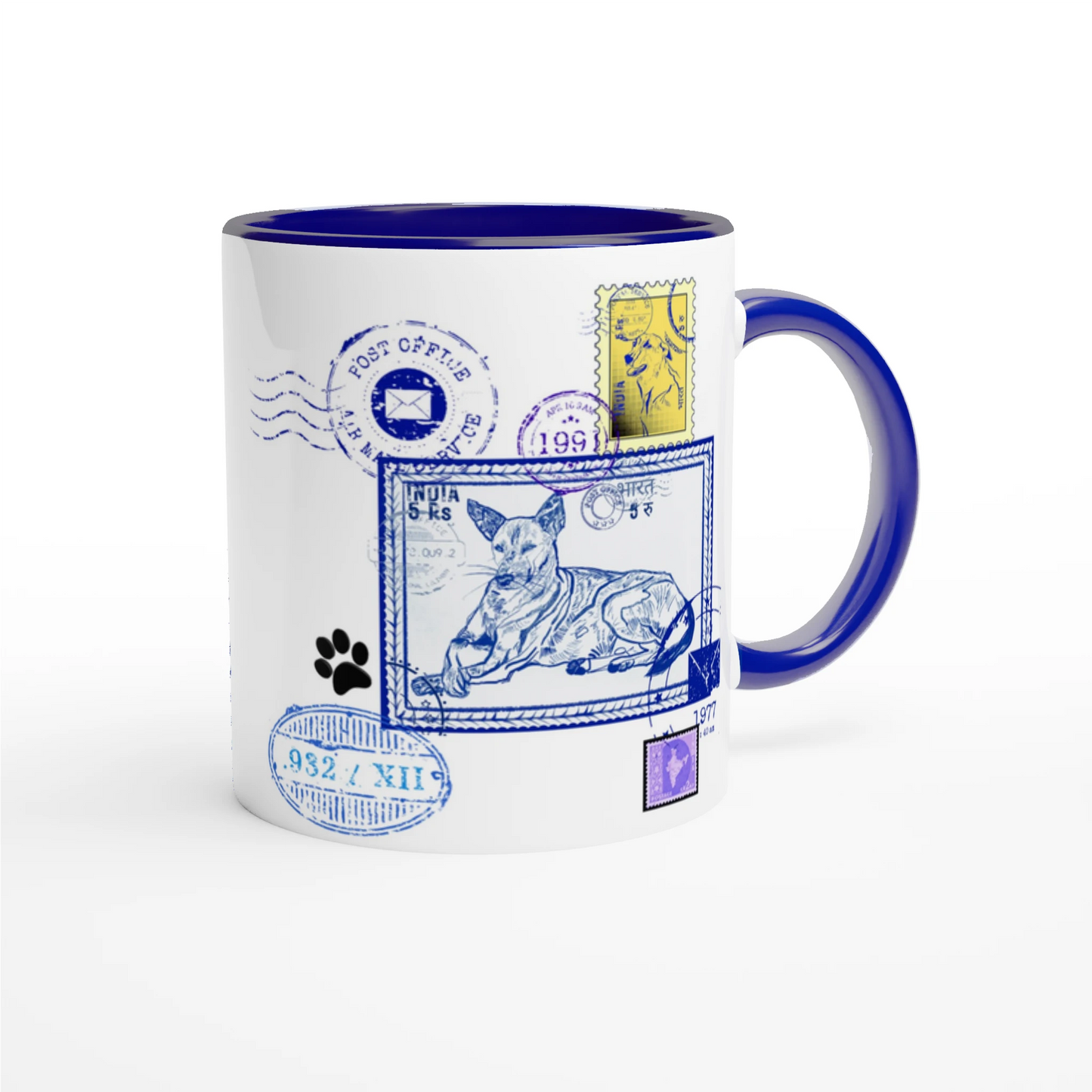 Blue Post 11Oz Color Filled Ceramic Mug.