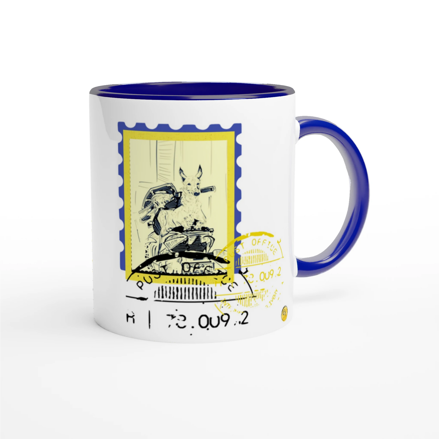 Scooter Post 11Oz Color Filled Ceramic Mug.