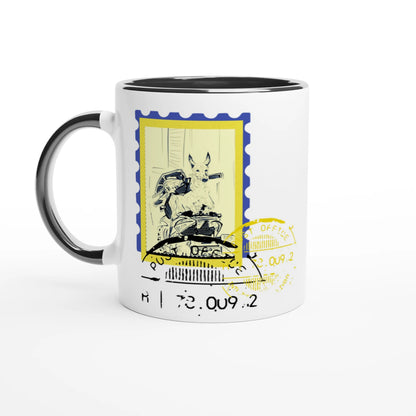 Scooter Post 11Oz Color Filled Ceramic Mug.