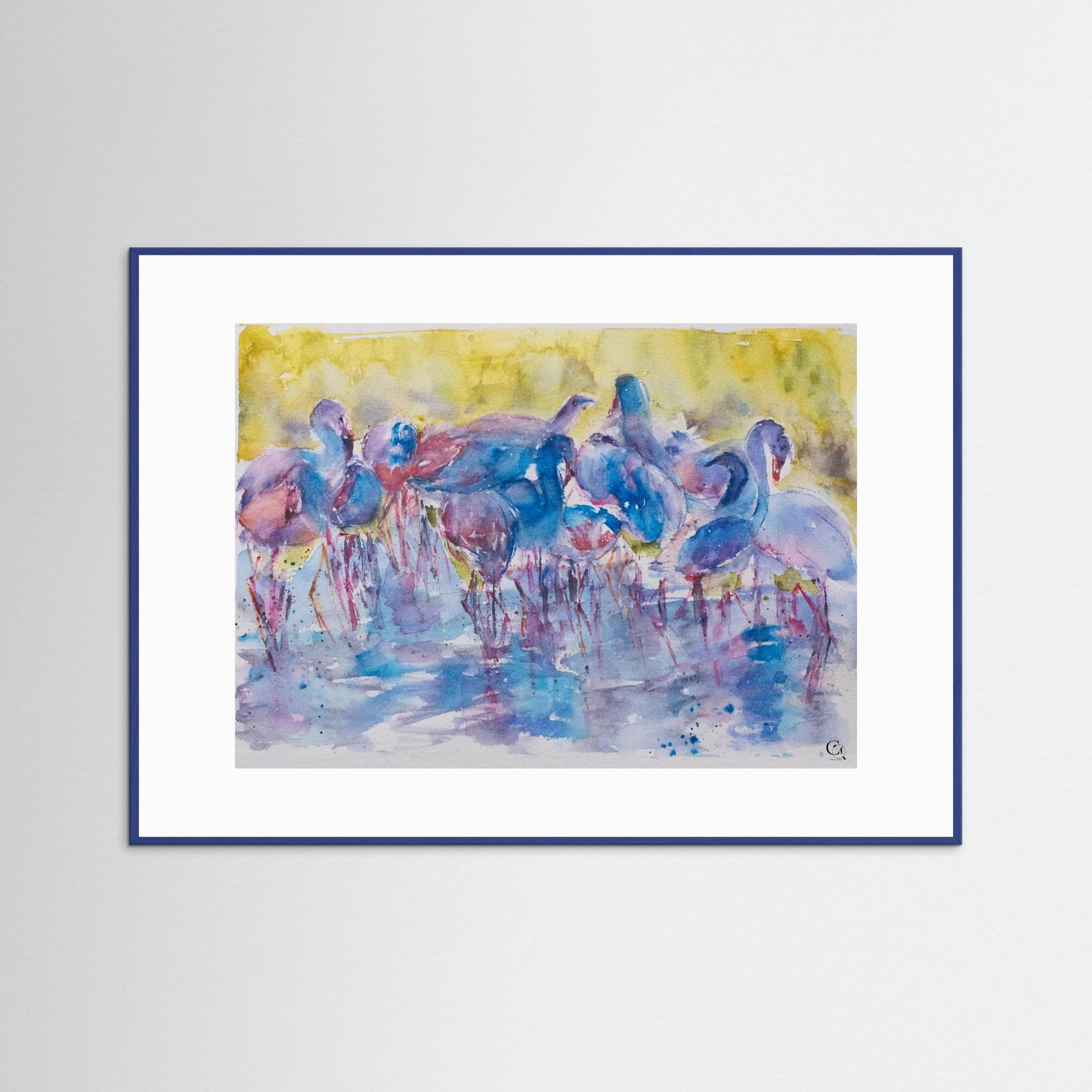 caninequirks_watercolor_fineart_blueframe_withpassepartout