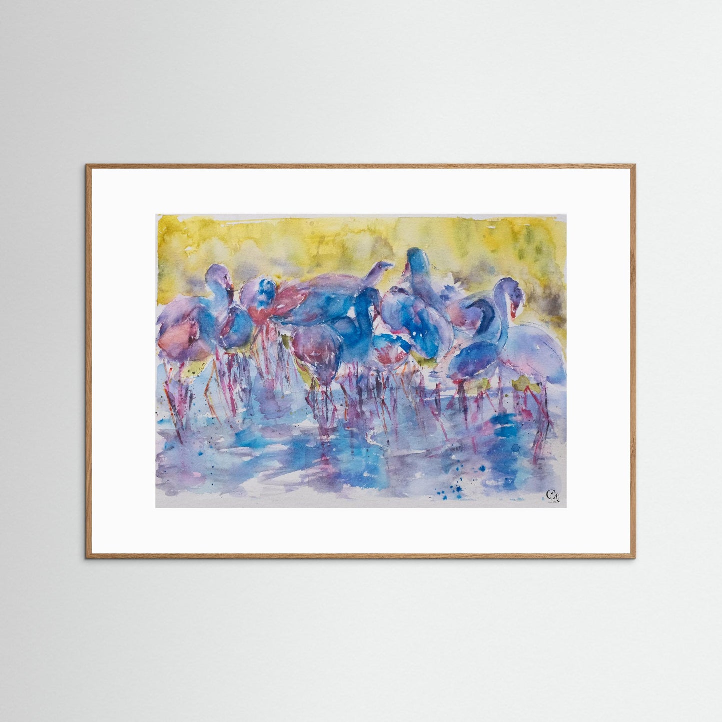 caninequirks_watercolor_fineart_woodframe_withpassepartout
